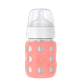 Lifefactory 8-Ounce STAINLESS STEEL Vacuum-Insulated WIDE-Neck Baby Bottle w/ Protective Silicone Sleeve & Stage 2 Nipple (3-6 Months)