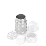Lifefactory 8-Ounce STAINLESS STEEL Vacuum-Insulated WIDE-Neck Baby Bottle w/ Protective Silicone Sleeve & Stage 2 Nipple (3-6 Months)