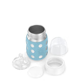 Lifefactory 8-Ounce STAINLESS STEEL Vacuum-Insulated WIDE-Neck Baby Bottle w/ Protective Silicone Sleeve & Stage 2 Nipple (3-6 Months)