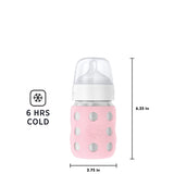 Lifefactory 8-Ounce STAINLESS STEEL Vacuum-Insulated WIDE-Neck Baby Bottle w/ Protective Silicone Sleeve & Stage 2 Nipple (3-6 Months)