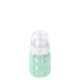 Lifefactory 8-Ounce STAINLESS STEEL Vacuum-Insulated WIDE-Neck Baby Bottle w/ Protective Silicone Sleeve & Stage 2 Nipple (3-6 Months)