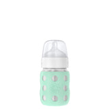 Lifefactory 8-Ounce STAINLESS STEEL Vacuum-Insulated WIDE-Neck Baby Bottle w/ Protective Silicone Sleeve & Stage 2 Nipple (3-6 Months)