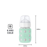 Lifefactory 8-Ounce STAINLESS STEEL Vacuum-Insulated WIDE-Neck Baby Bottle w/ Protective Silicone Sleeve & Stage 2 Nipple (3-6 Months)