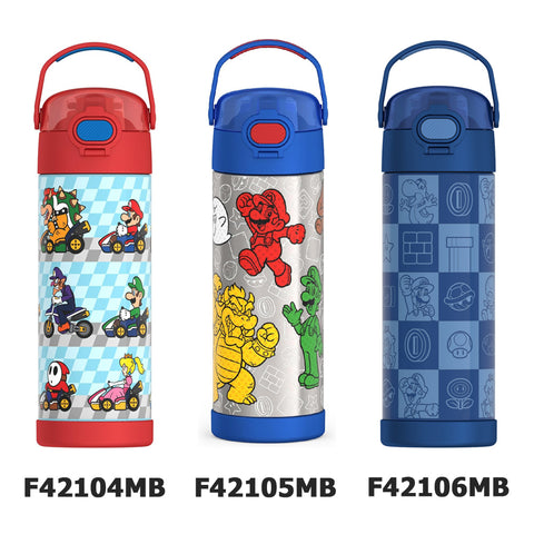 *NEW 2026* THERMOS FUNTAINER 16oz/470mL Stainless Steel Vacuum Insulated Bottle with Spout Lid, Mario Kart