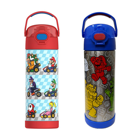 *NEW 2025* THERMOS FUNTAINER 16oz/470mL Stainless Steel Vacuum Insulated Bottle with Spout Lid, Mario Kart
