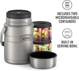 Thermos 47oz Stainless King Big Boss Stainless Steel Food Jar with 2 Inner Containers (Silver), SK3030MSTR4